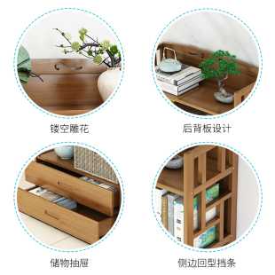 书架储物柜楠竹置物架落地儿童绘本架家用书柜客厅简易多层收纳架