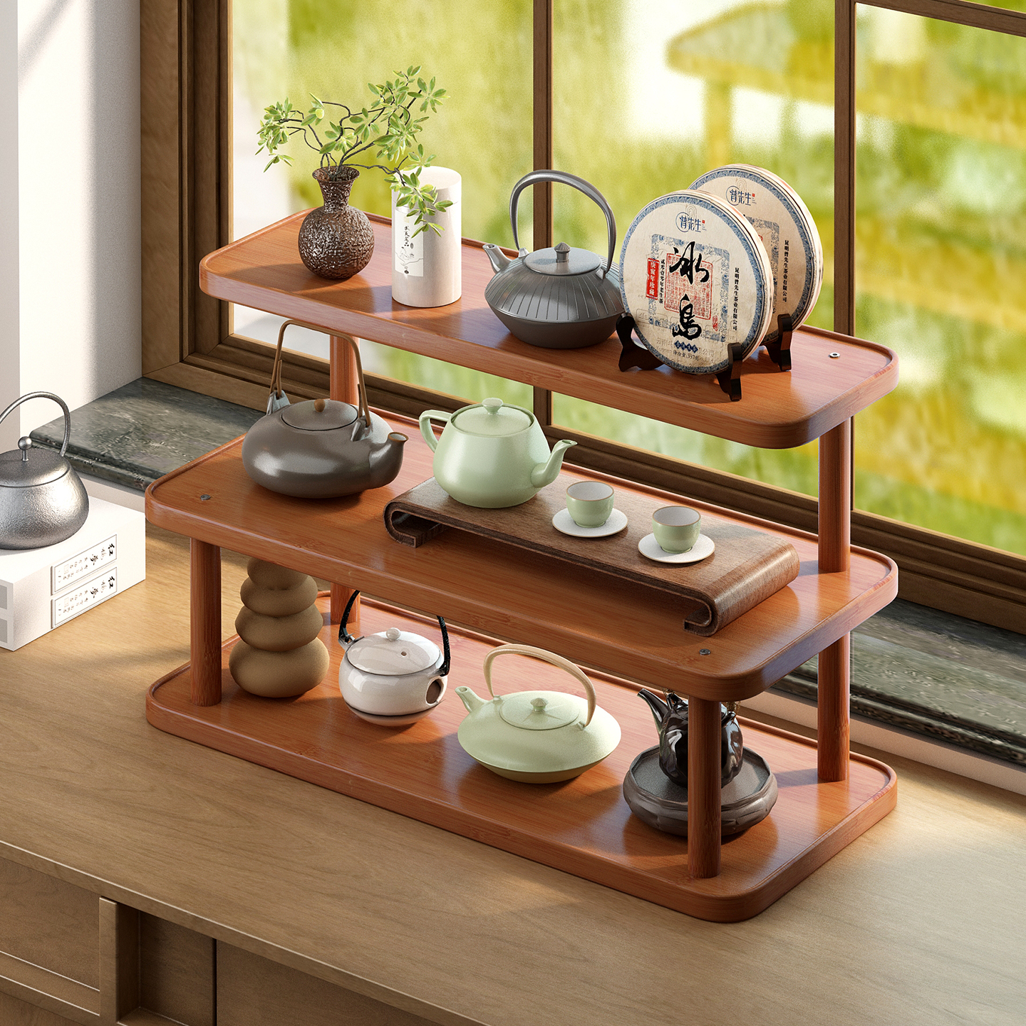 新中式茶具茶叶茶壶展示架