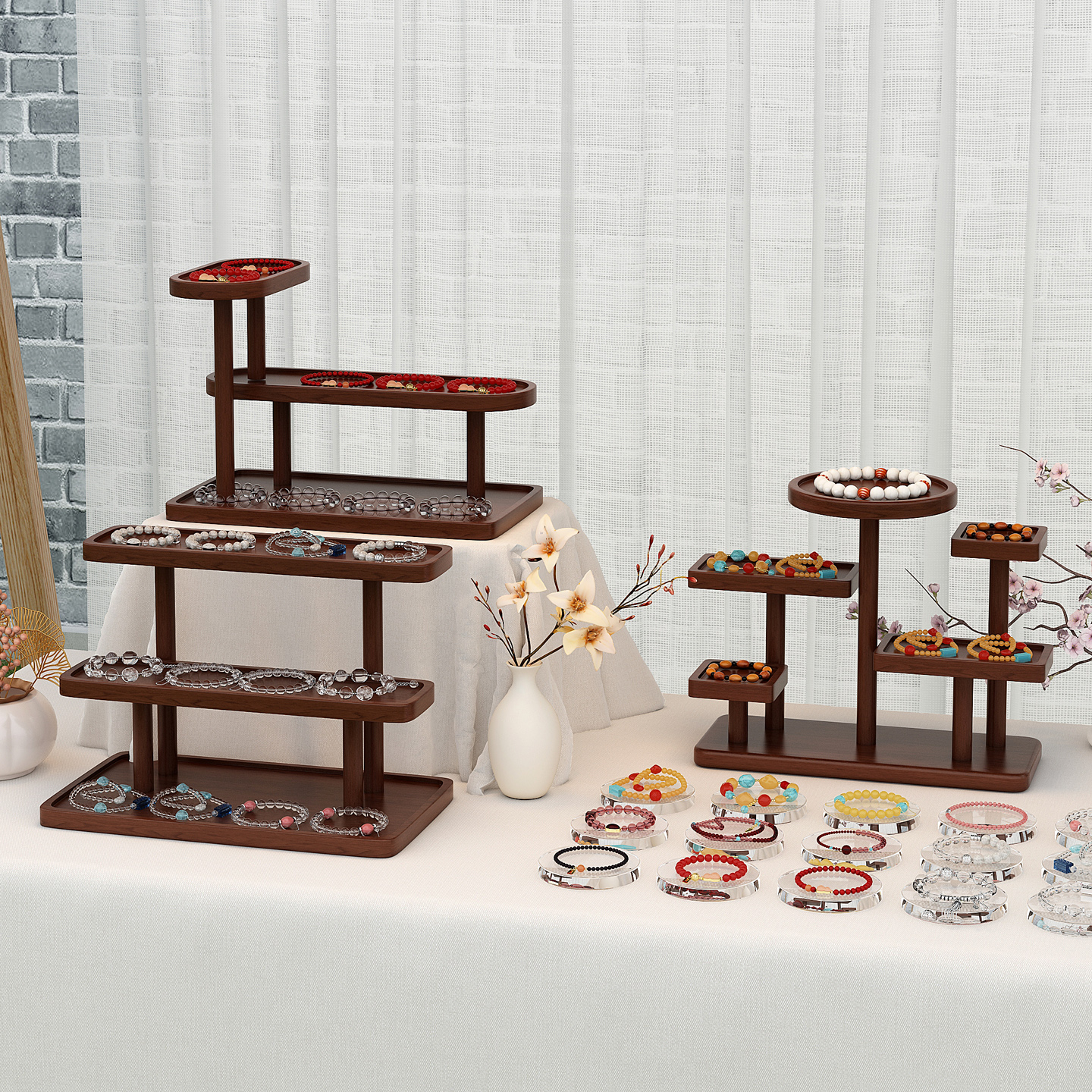 全实木手串展示架多重摆放