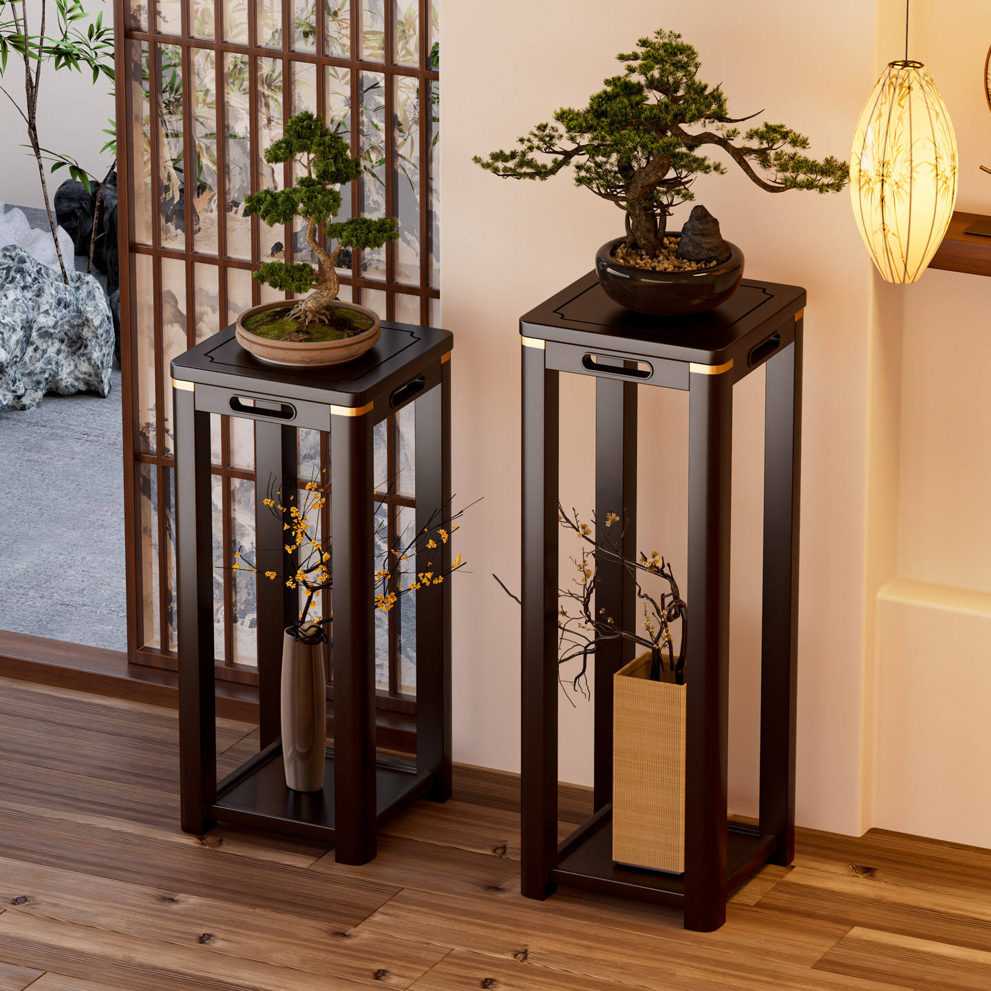 实木花架阳台置物架落地式不占地方的花架多层盆景花台摆放展示架