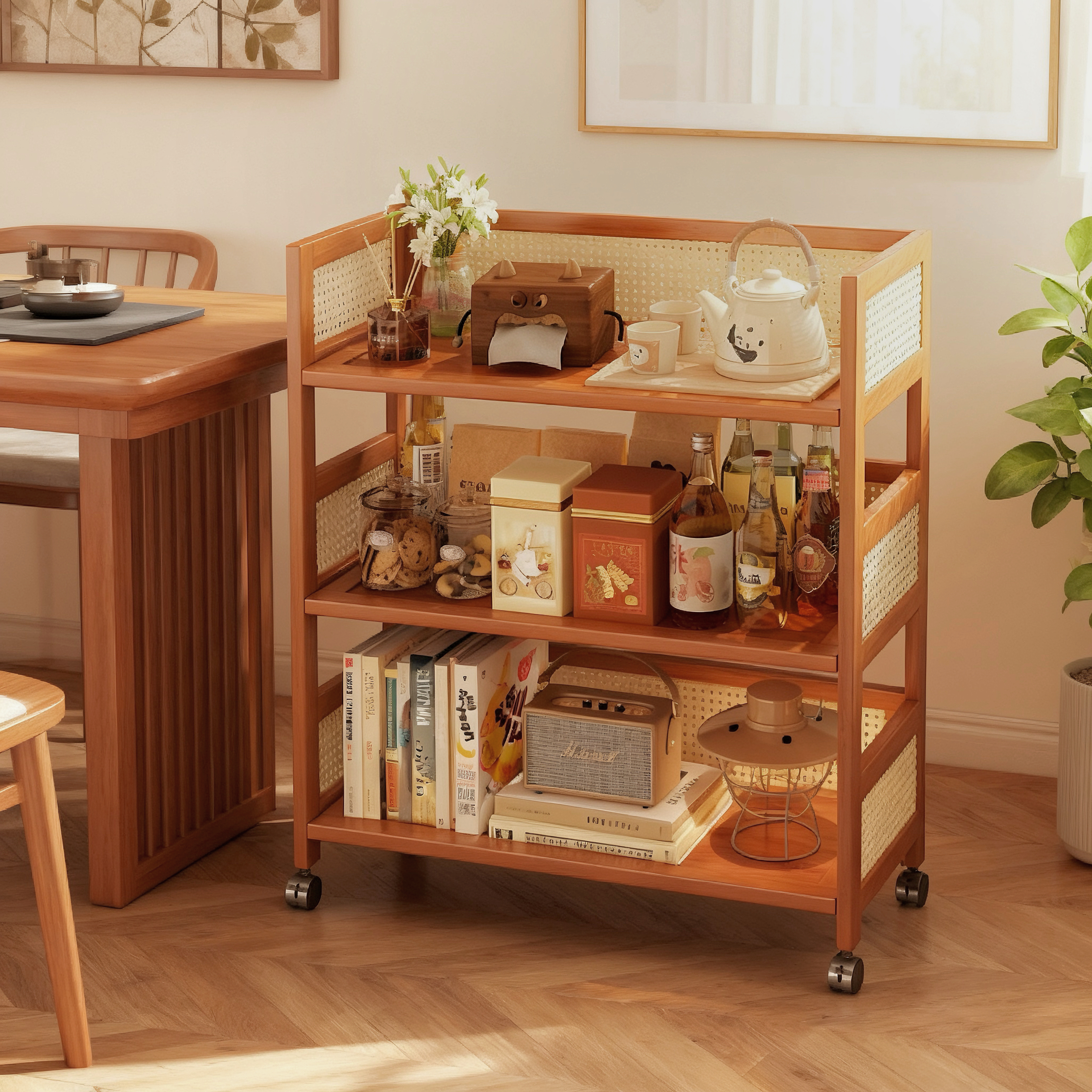 茶水柜可移动办公室茶柜中式茶桌旁茶具茶叶置物架客厅小型餐边柜