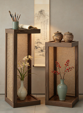博古架实木花架茶室置物架新中式仿古盆景阳台花盆展示架2026新款