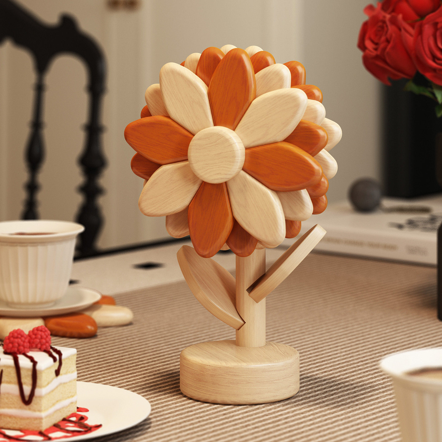 实木隔热垫餐桌餐垫防烫耐高温锅垫碗垫桌面向日葵创意摆件高级感,餐饮具,餐垫,淘宝优惠券,粉丝福利购,淘宝优惠卷