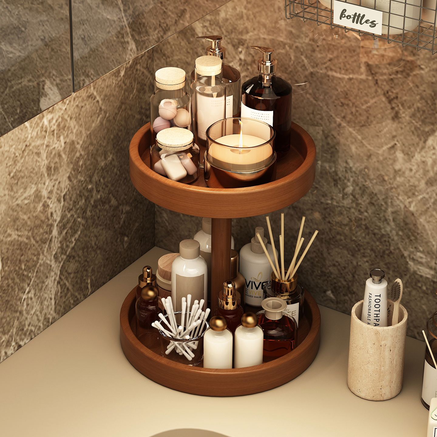 中古风洗漱台化妆品收纳架