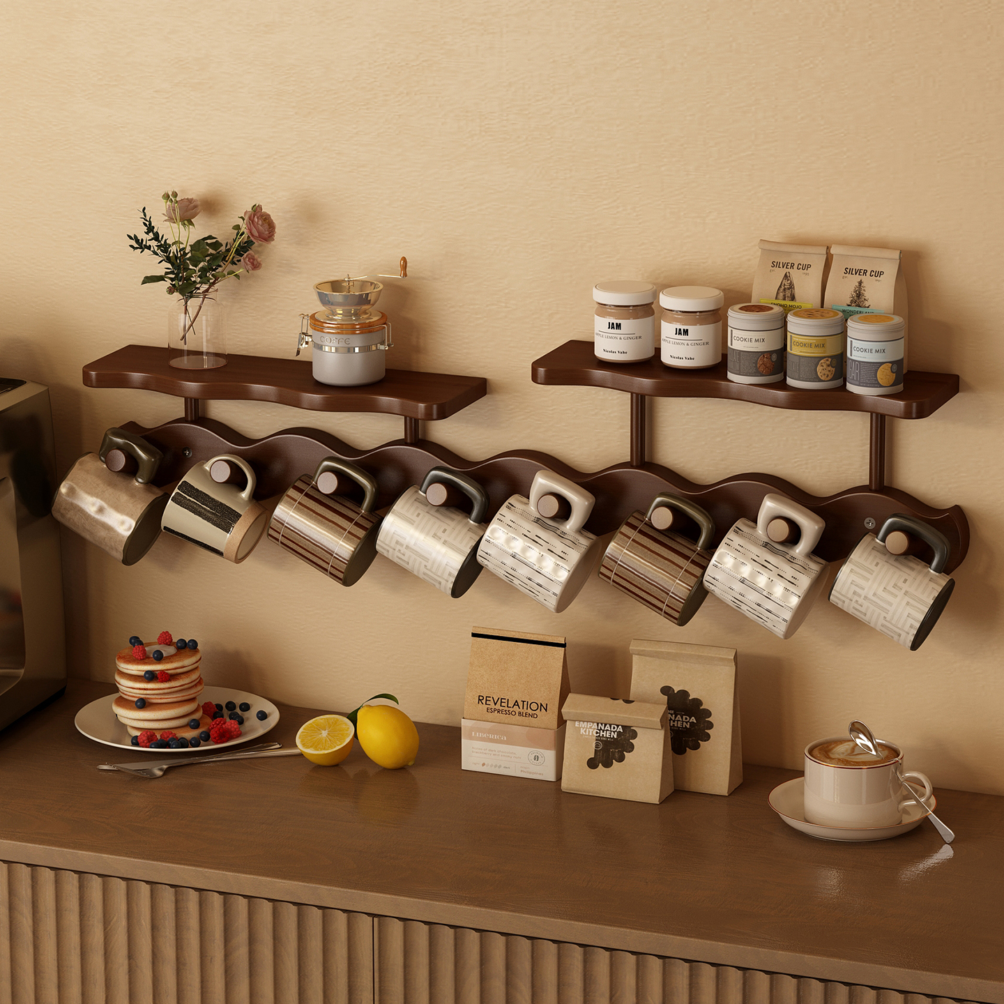 新型杯架水杯收纳置物架墙上咖啡杯马克杯挂钩免打孔餐厅厨房家用