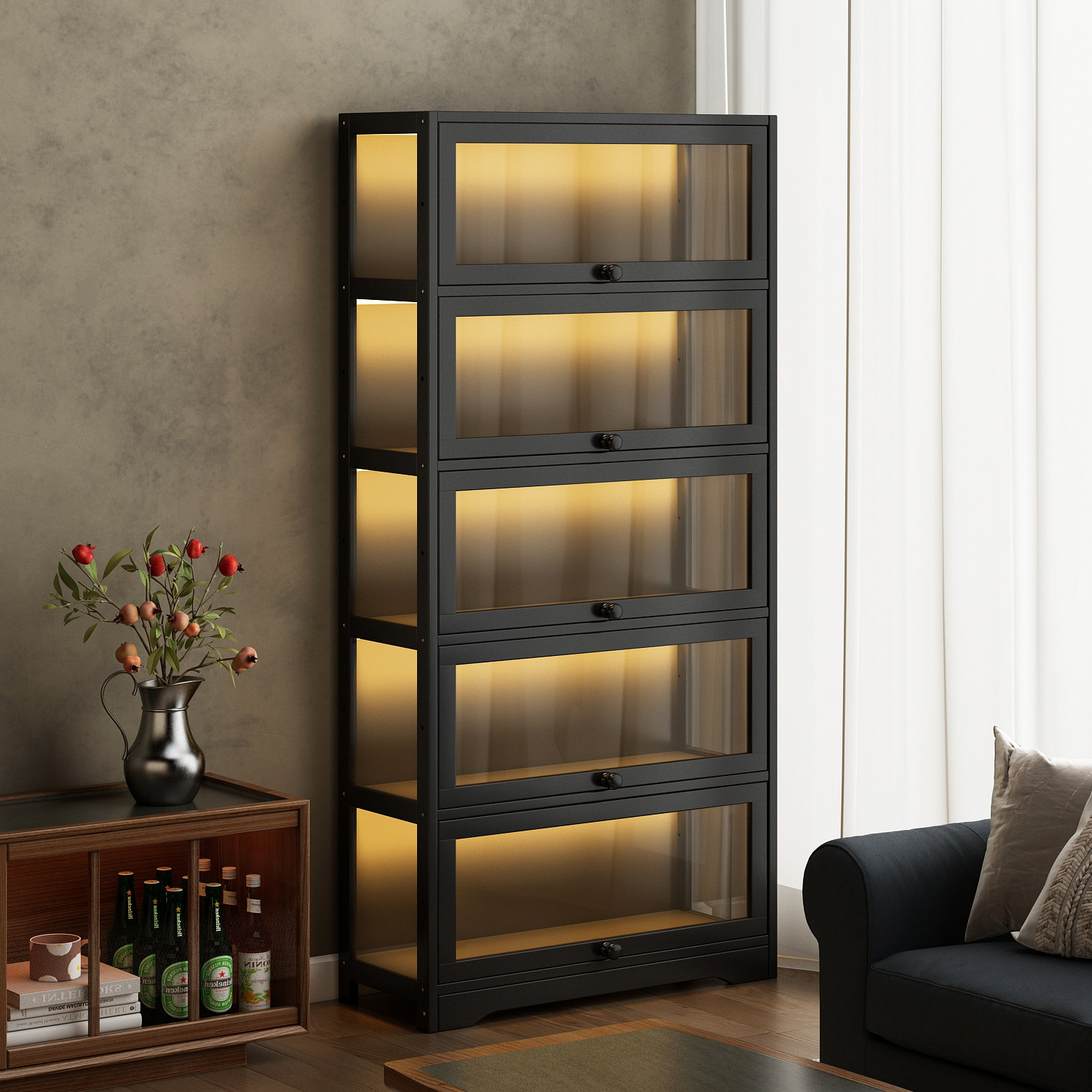 简约博古架！茶室防尘茶叶柜