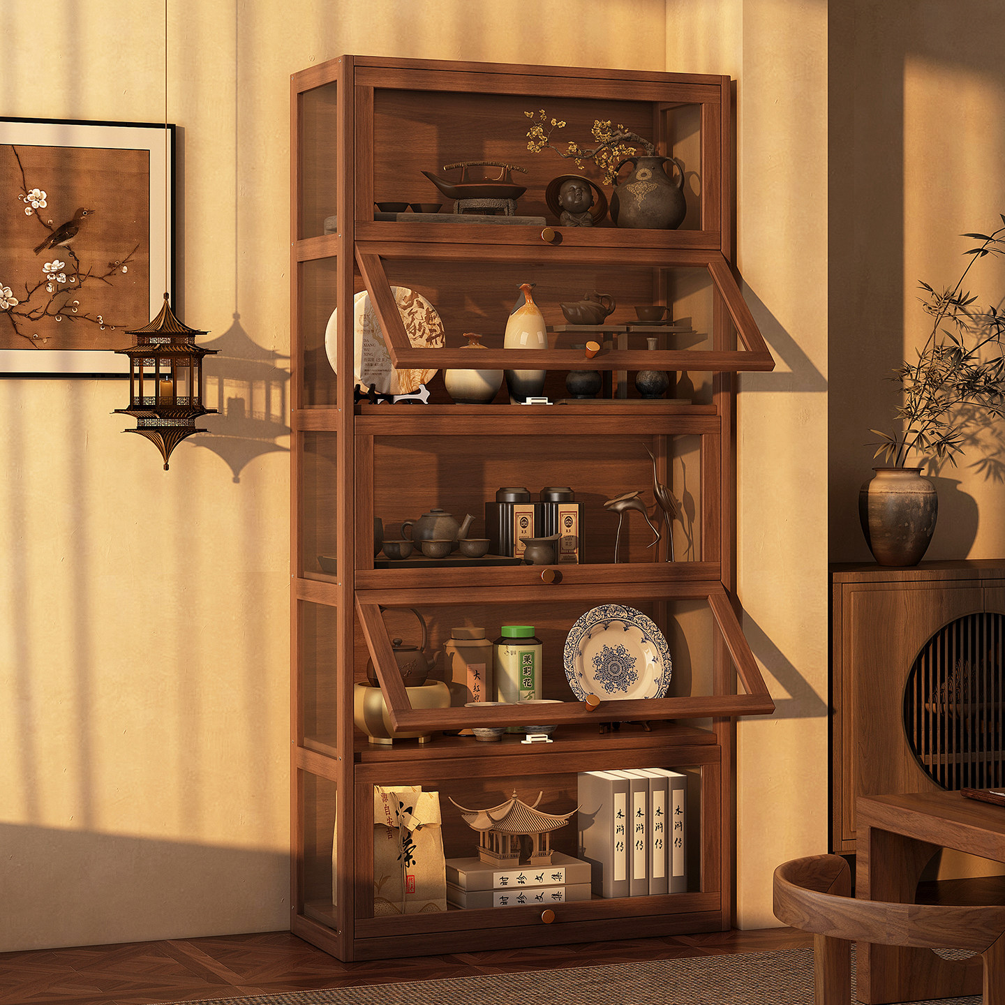博古架实木中式茶室摆件茶柜置物架紫砂壶茶具架子茶叶摆放展示架,住宅家具,多宝格/博古架,淘宝优惠券,粉丝福利购,淘宝优惠卷