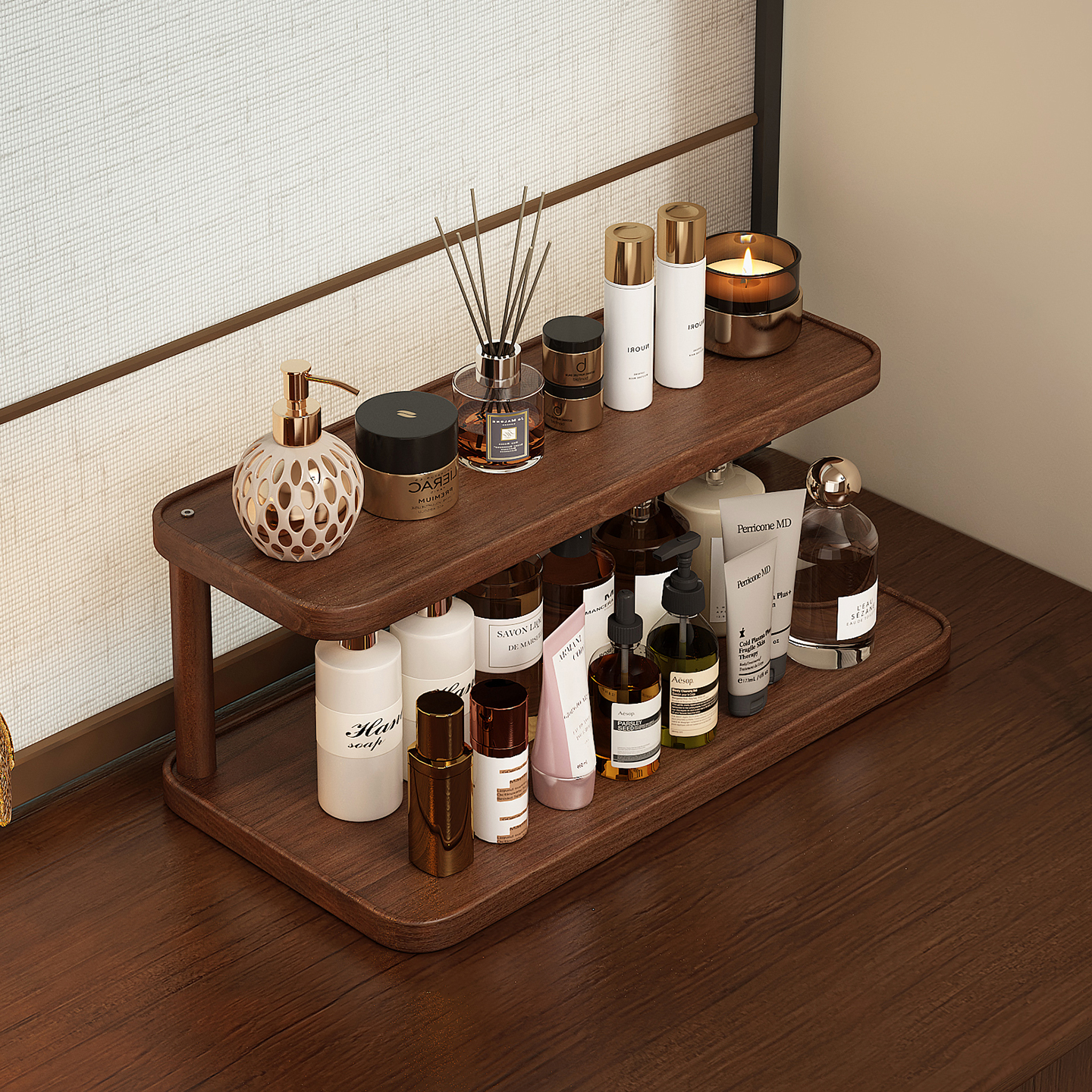 中古风桌面香薰化妆品置物架