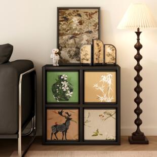 复古风实木格子柜卡莱克自由组合儿童书架落地客厅储物收纳置物架