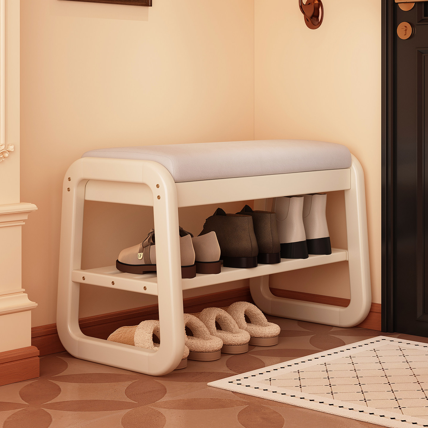 实木入户换鞋凳门口家用进门可坐鞋柜玄关奶油风穿鞋凳试衣间凳子,住宅家具,换鞋凳,淘宝优惠券,粉丝福利购,淘宝优惠卷