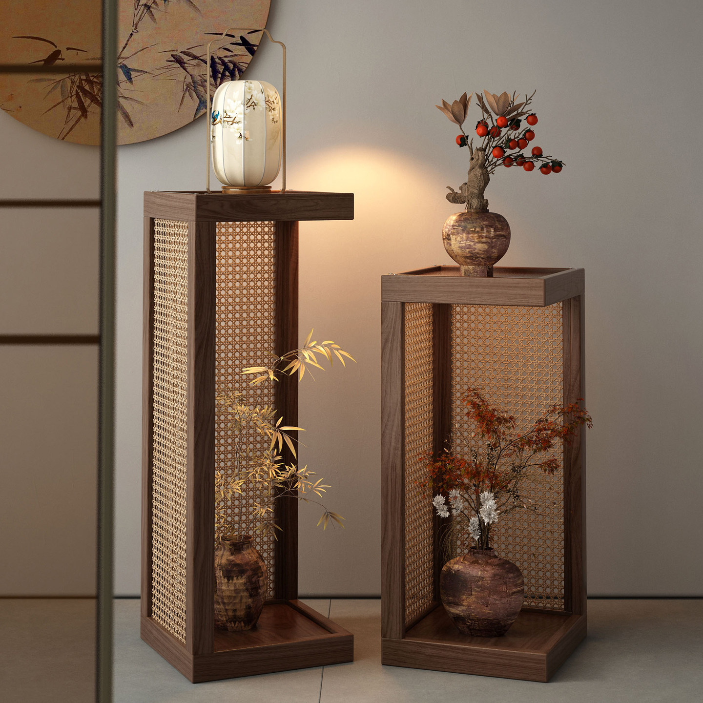 实木花架子客厅落地式中式藤编花架造景放置博古架阳台植物摆放架,住宅家具,花架/花几,淘宝优惠券,粉丝福利购,淘宝优惠卷