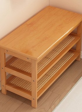 换鞋凳门口家用轻奢高级感可坐鞋柜坐凳一体鞋架入户门竹子长条凳