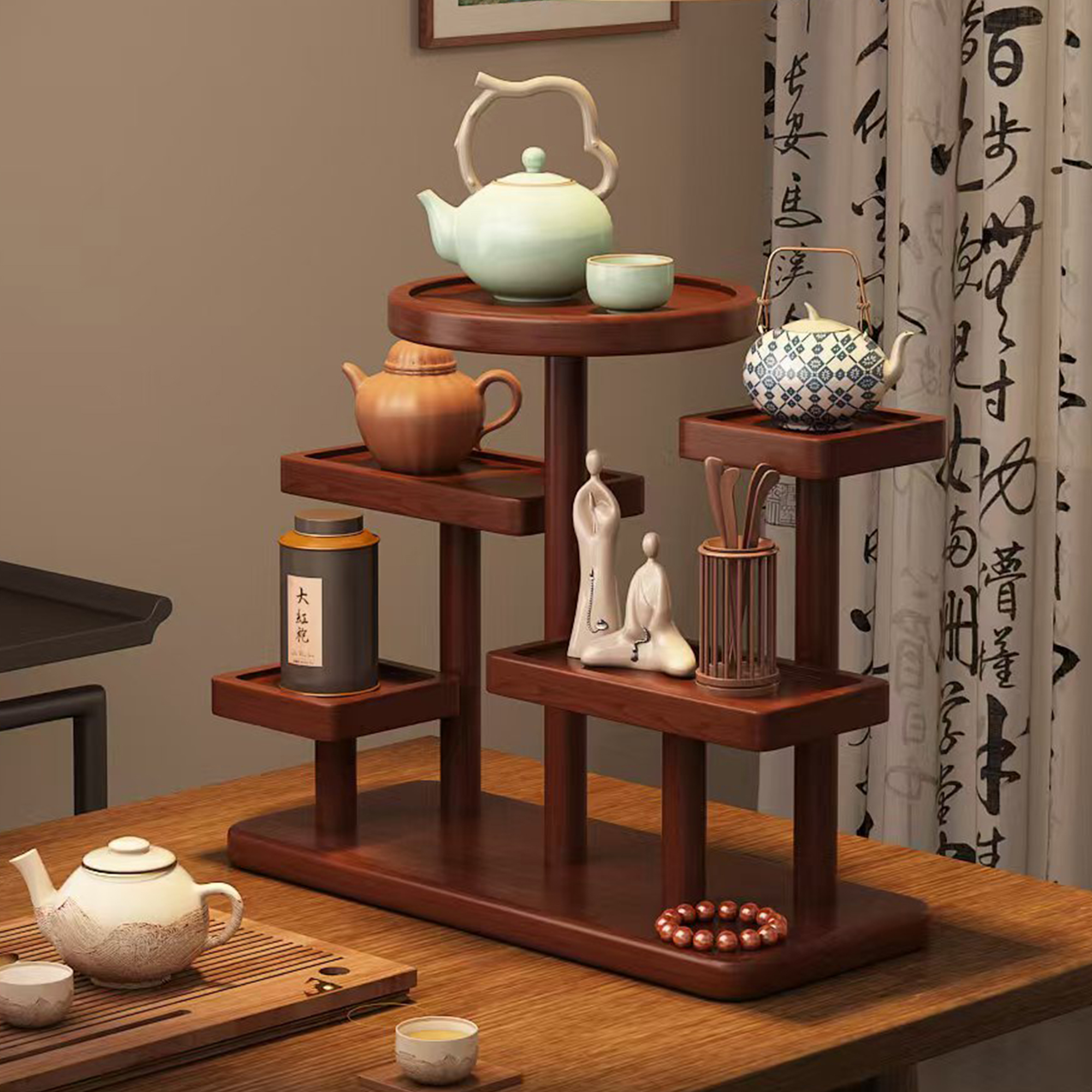 【桐木】全实木杯子收纳置物架