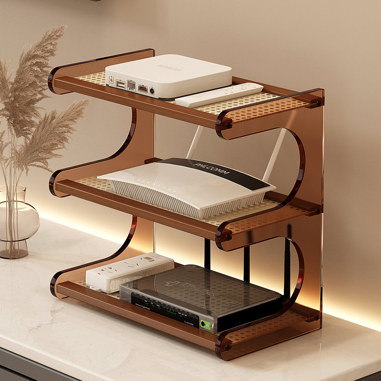 路由器放置架无线wifi电视机顶盒收纳架不占空间小型桌面放置架子