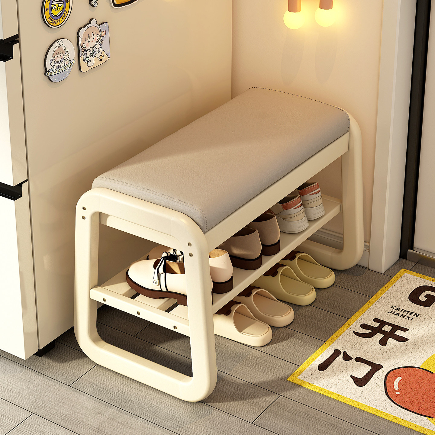 换鞋凳门口家用实木可坐可收纳进门鞋柜奶油长条穿鞋凳高级感坐凳,住宅家具,换鞋凳,淘宝优惠券,粉丝福利购,淘宝优惠卷