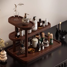 复古实木桌面梳妆台护肤品置物架多层口红香水化妆品收纳整理架