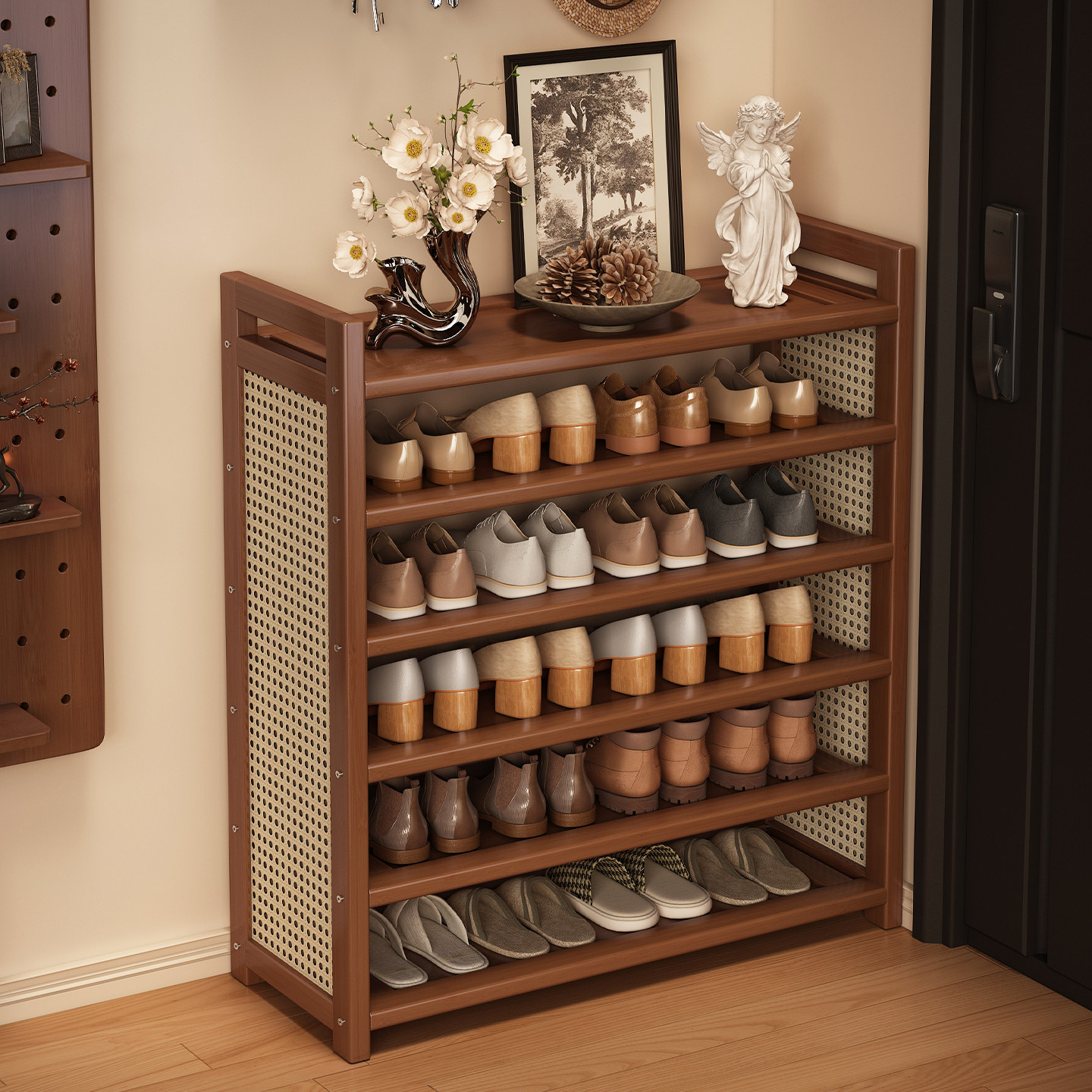 鞋架多层家用门口入户门简易中古风鞋柜室内好看高级感鞋子收纳架,住宅家具,鞋架,淘宝优惠券,粉丝福利购,淘宝优惠卷