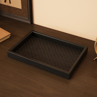 复古实木托盘桌面收纳盒玄关钥匙摆件置物架长方形手表香薰摆放架