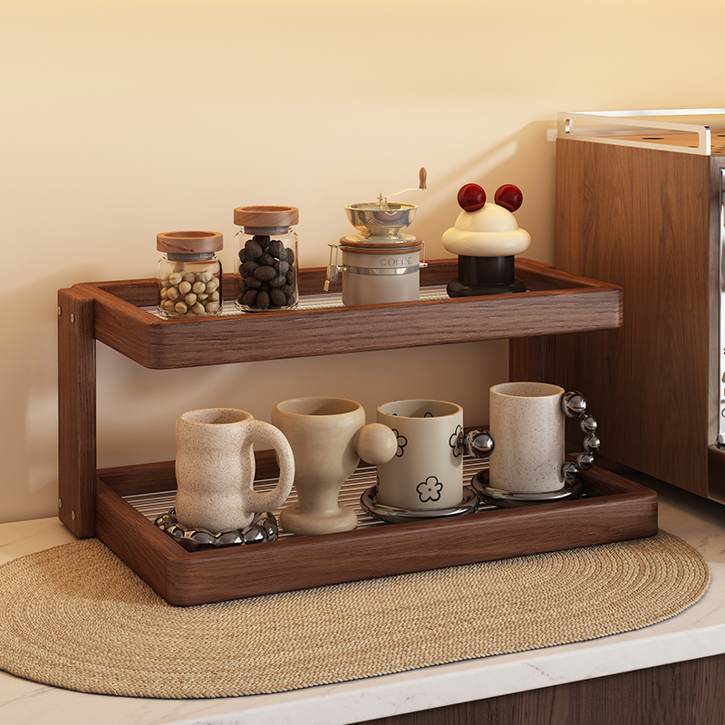 杯架子防摔落实木框架