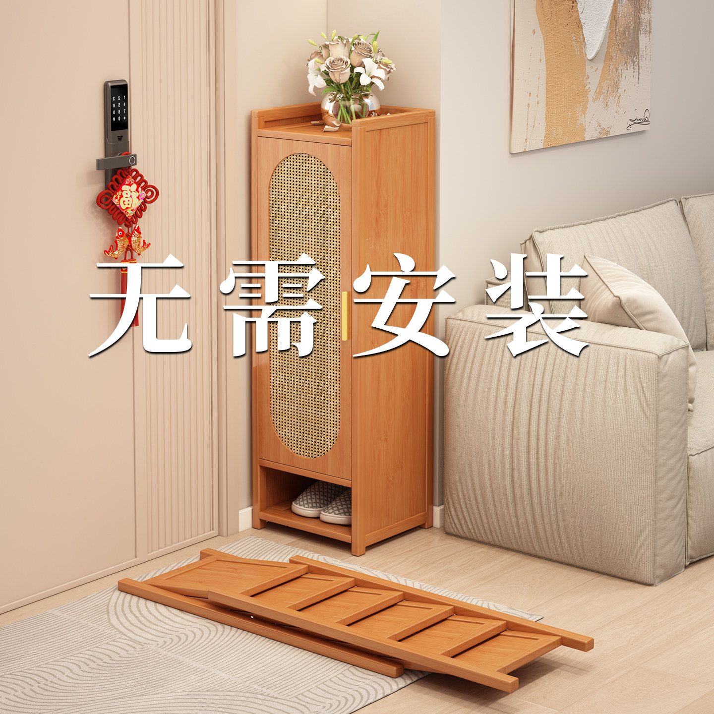 折叠鞋架小窄门口入户玄关多层家用防尘宿舍小型出租房用带门鞋柜,住宅家具,鞋架,淘宝优惠券,粉丝福利购,淘宝优惠卷