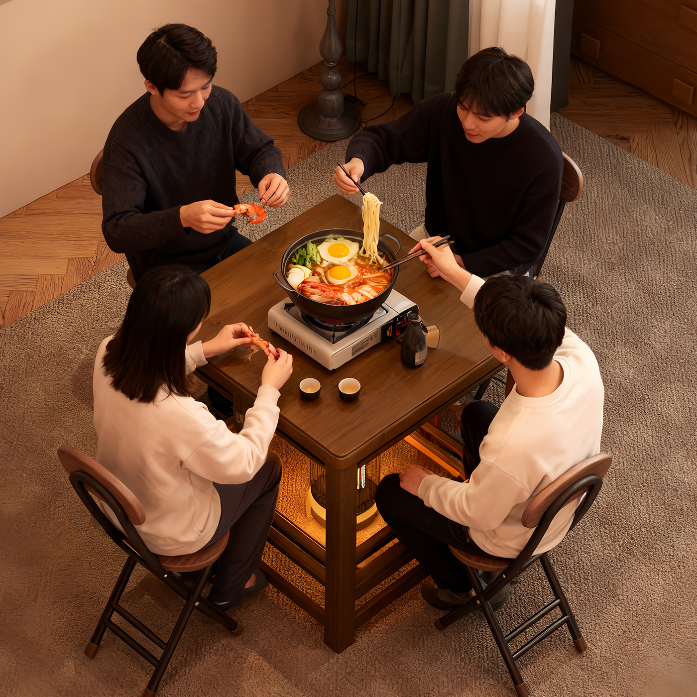 送货上门无需安装超稳不晃烤火桌