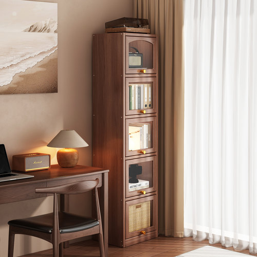 橡胶木实木书柜置物架书架一体