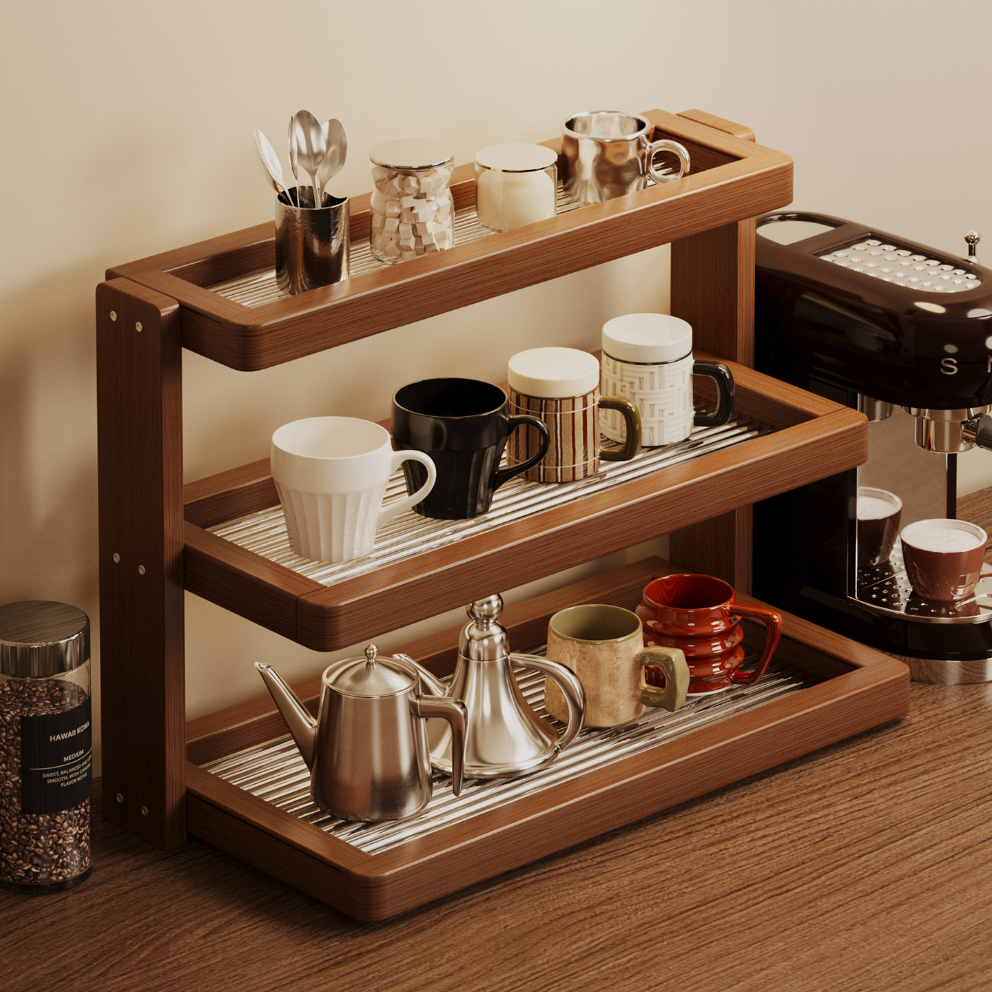 中古风桌面杯子置物架水吧台杯子收纳层架玻璃杯马克水杯咖啡角杯