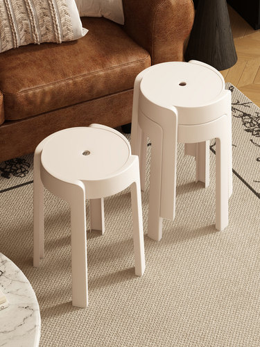 塑料凳子家用加厚熟料结实耐用圆凳可叠放收纳风车凳待客备用板凳