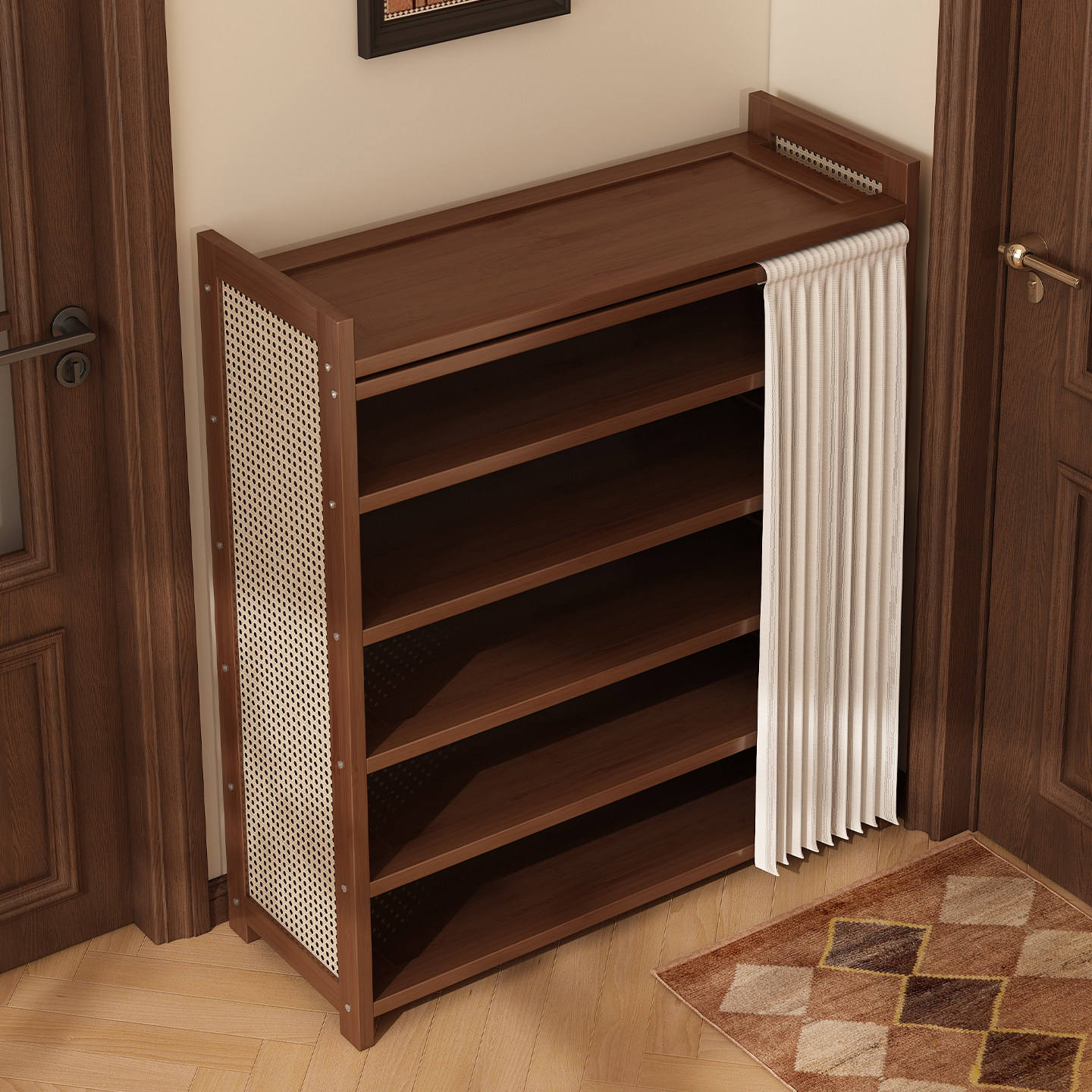 鞋架多层家用门口防尘鞋柜带遮挡帘出租房用入户门室内鞋子收纳架,住宅家具,鞋架,淘宝优惠券,粉丝福利购,淘宝优惠卷