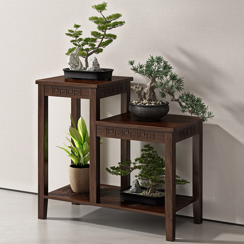 姿竹加固加厚新中式实木花几