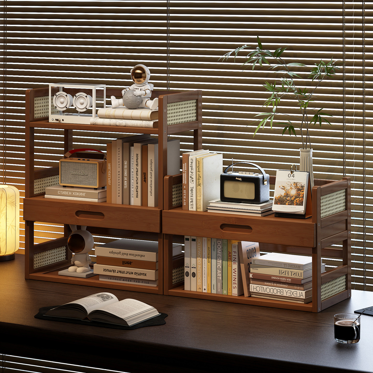 姿竹桌面书架中古风小型置物架