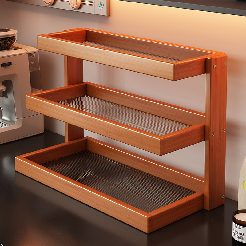 简易桌面杯架水杯整理置物架中式覆古风多层台面空间利用神器