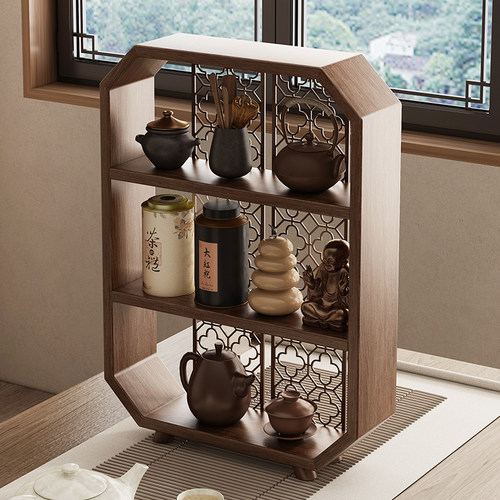 博古架实木中式茶柜茶室茶具茶叶架子桌面多宝阁小型摆件置物架