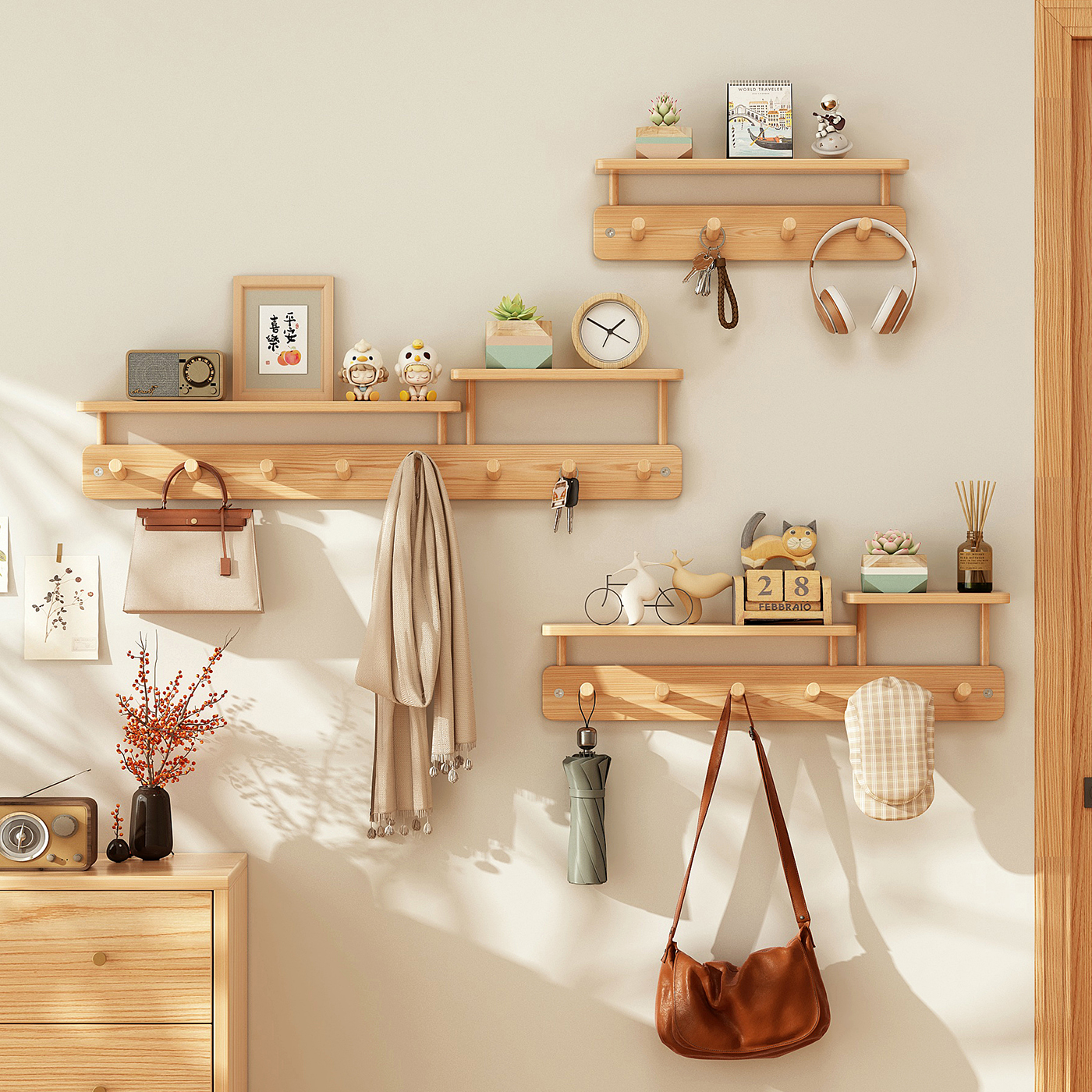 入户挂衣架墙上壁挂钥匙包包挂钩玄关挂衣钩宿舍衣帽收纳置物架子