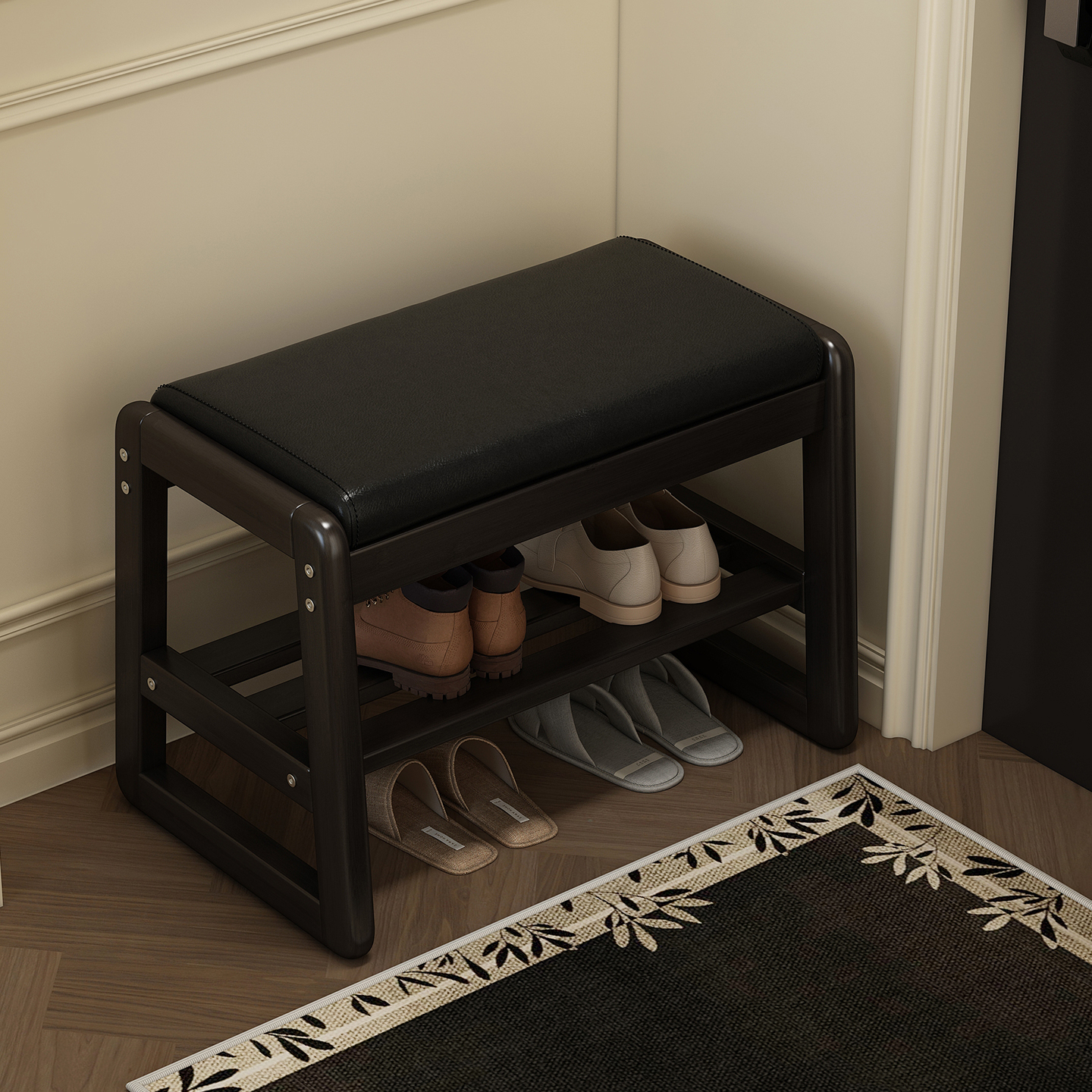 实木储物柜换鞋凳多功能