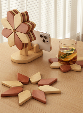 风车杯垫隔热垫餐桌垫防烫耐高温木杯垫碗垫锅垫手机支架摆件一体