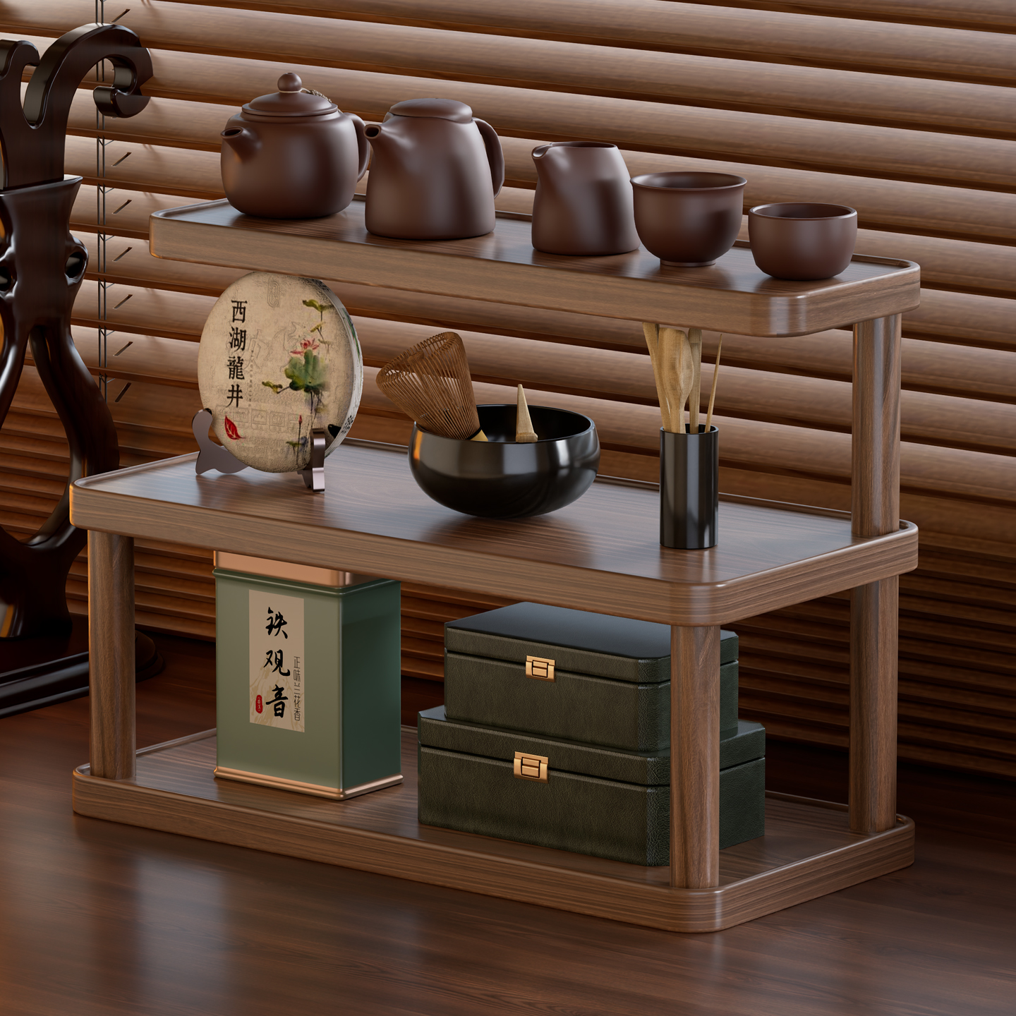 中式茶具收纳架博古架