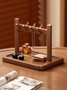 进门钥匙收纳玄关摆件托盘实木首饰挂架桌面置物架手串展示手表架