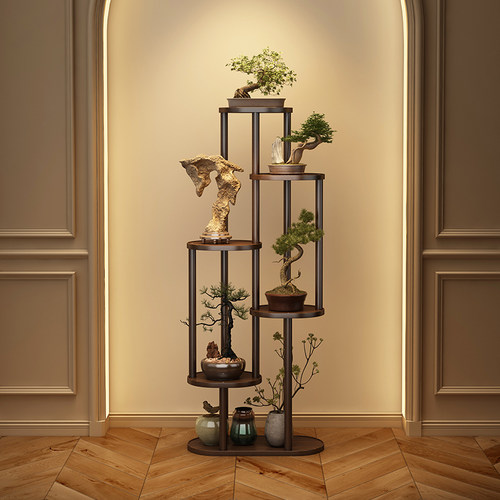 茶室置物架复古博古架实木中式