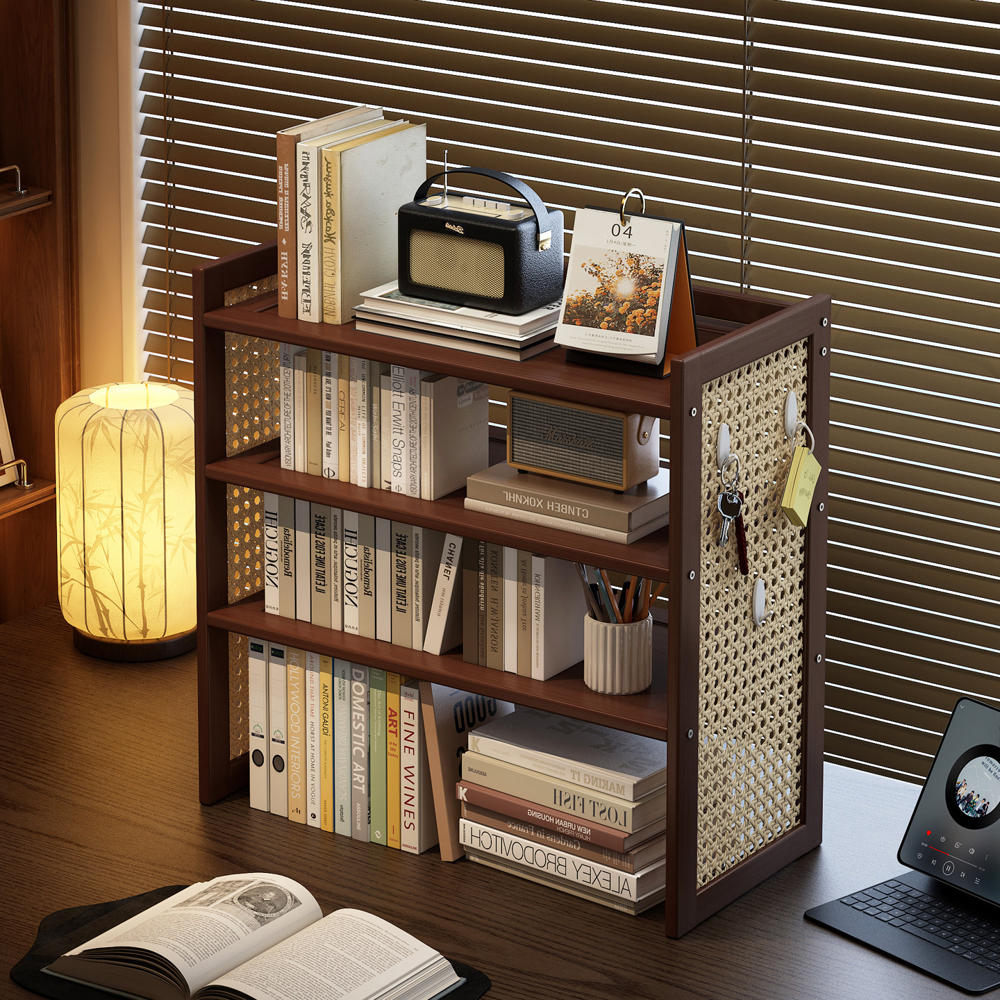 姿竹桌面书架中古风小型置物架