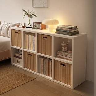 带框格子柜儿童多功能收纳柜卧室房间家用法式 奶油风落地书架靠墙