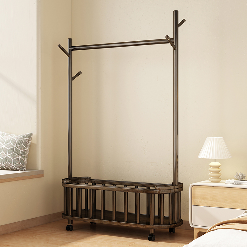 姿竹万向轮木简约小型衣帽架