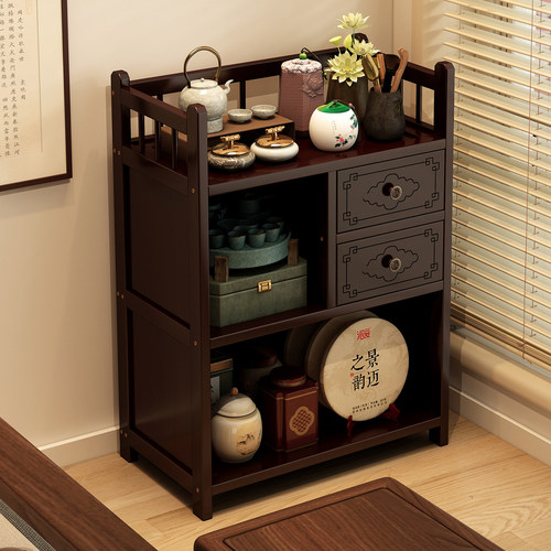 新中式茶室茶具收纳小型博古架