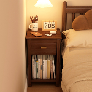 床头柜出租房用卧室小柜子靠墙房间储物柜新中式 斗柜30公分窄柜