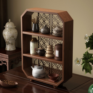 桌面博古架实木中式多宝阁茶台置物架茶室小型茶具茶叶收纳摆放架