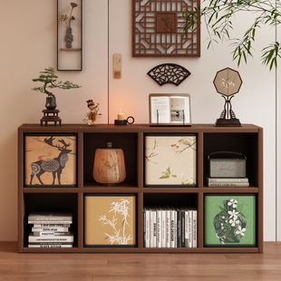 新中式实木格子柜卡莱克自由组合儿童书架落地置物架客厅收纳储物