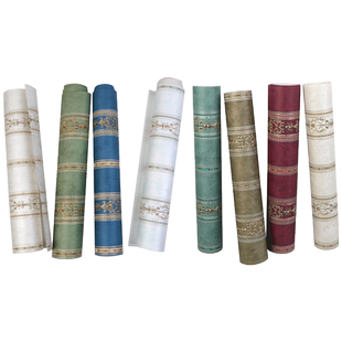 欧式浮雕墙纸奢华卧室客厅电视背景条纹壁纸美式复古绿色2026新款