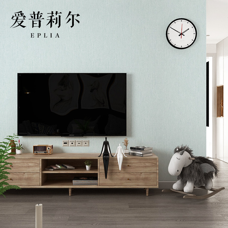 纯色素色无纺布淡浅蓝色墙纸ins风 北欧卧室客厅背景壁纸2021新款