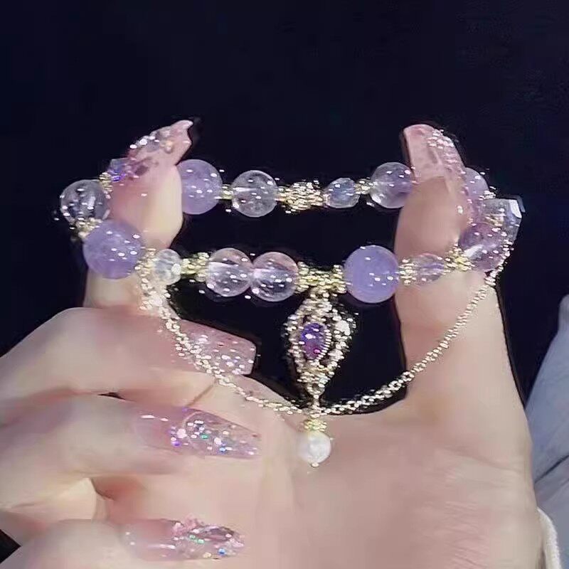 儿童手链女童新中式轻奢小众精致感仙气紫色串珠手串学生闺蜜手环图片
