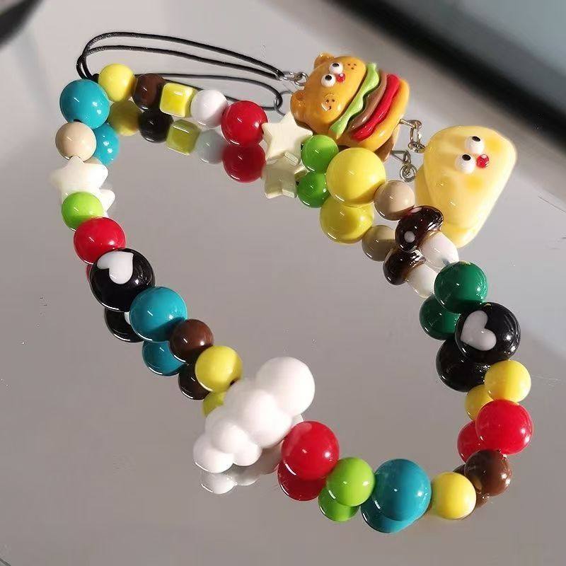 可爱卡通汉堡小熊奶酪手机挂绳饰品串珠短款手环链条耳机套挂链女,节庆用品/礼品,手机链,淘宝优惠券,粉丝福利购,淘宝优惠卷